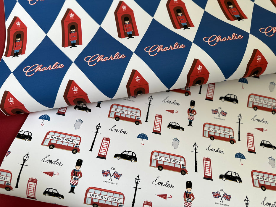 Personalised Coronation London Scene Wrapping Paper