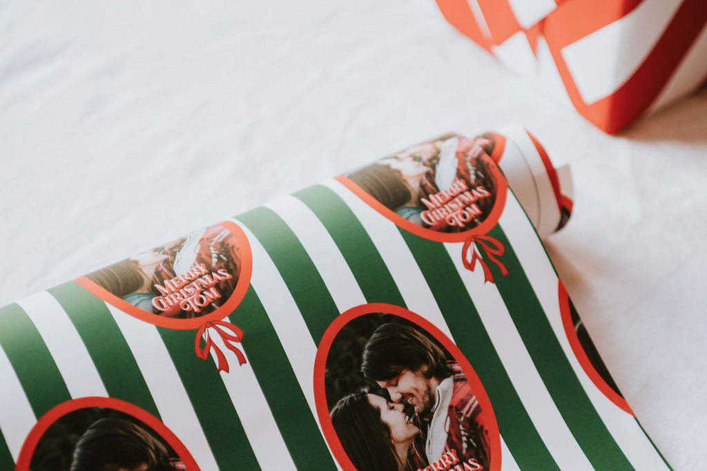 Personalised Christmas Garland Photographic Wrapping Paper