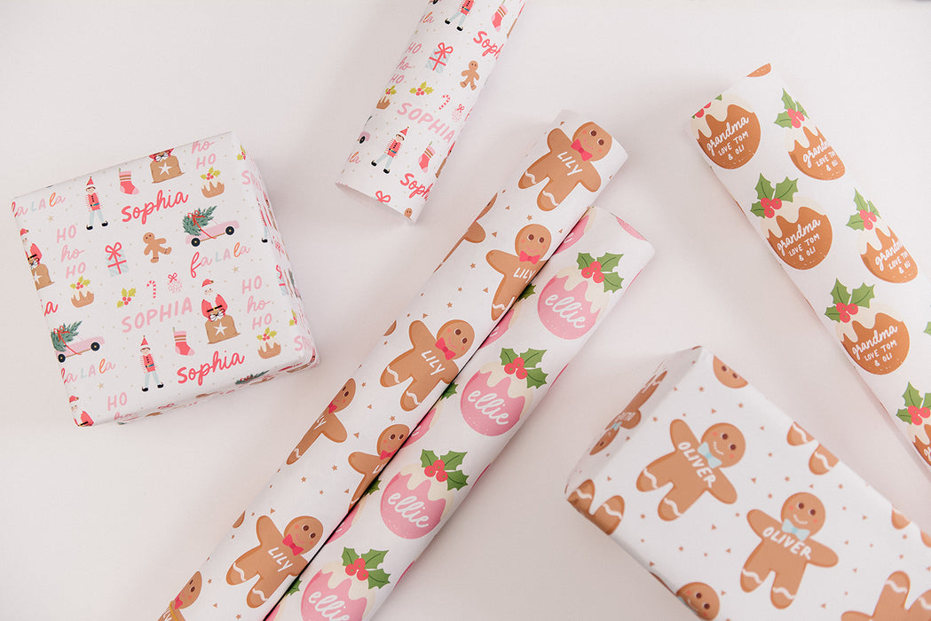 Personalised Christmas Gingerbread Man Wrapping Paper