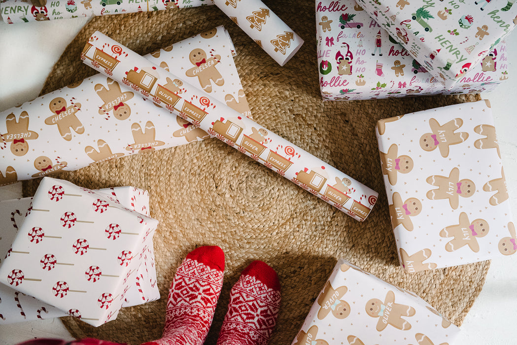 Personalised Christmas Gingerbread Man Wrapping Paper