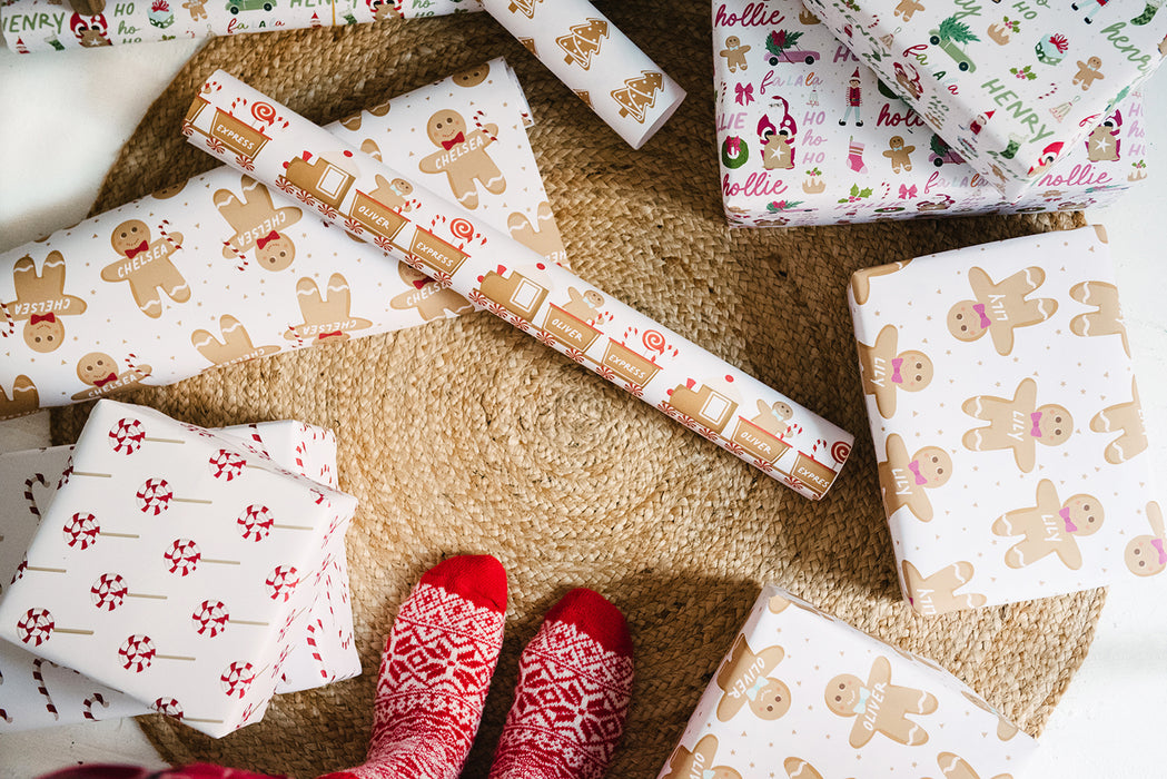 Personalised Christmas Gingerbread Man Wrapping Paper