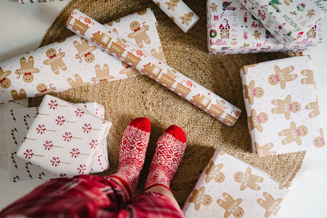 Personalised Christmas Gingerbread Man Wrapping Paper