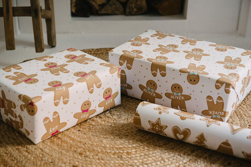 Personalised Christmas Gingerbread Man Wrapping Paper