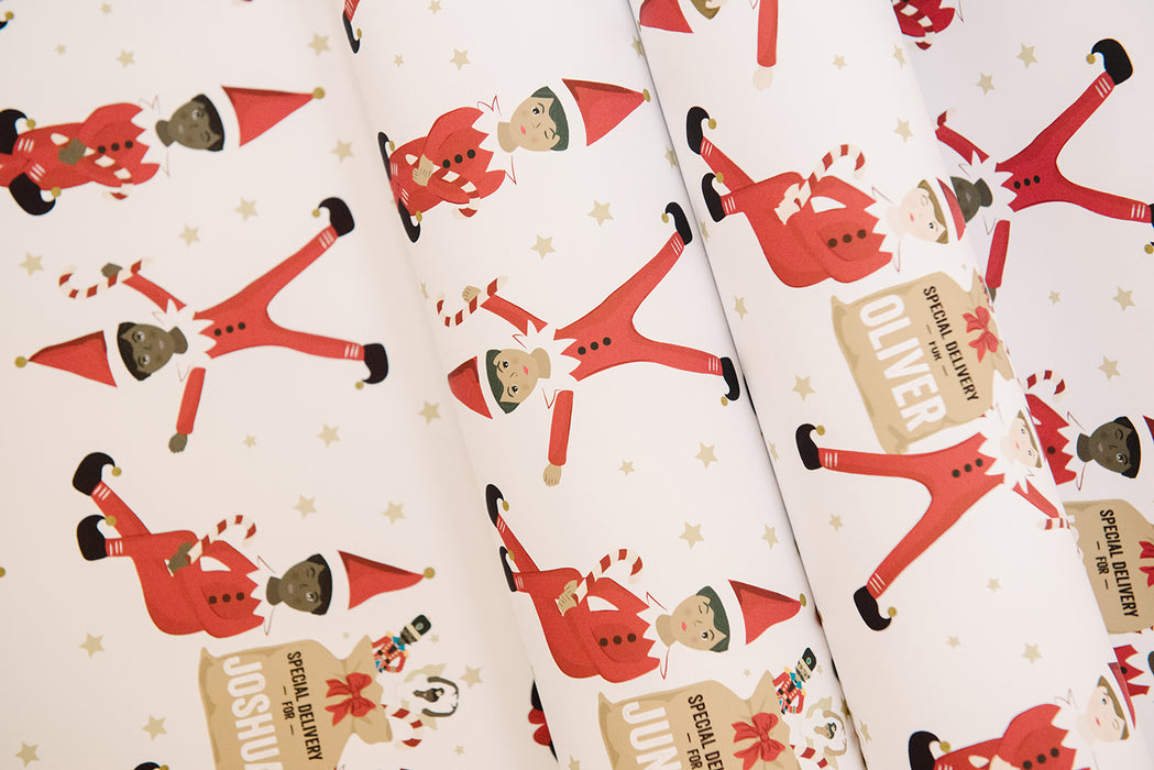 Personalised Little Elf Wrapping Paper