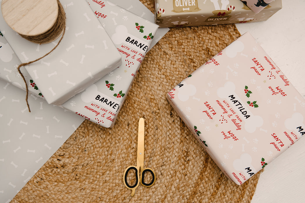 Personalisiertes Welpen-Pawmas-Packpapier