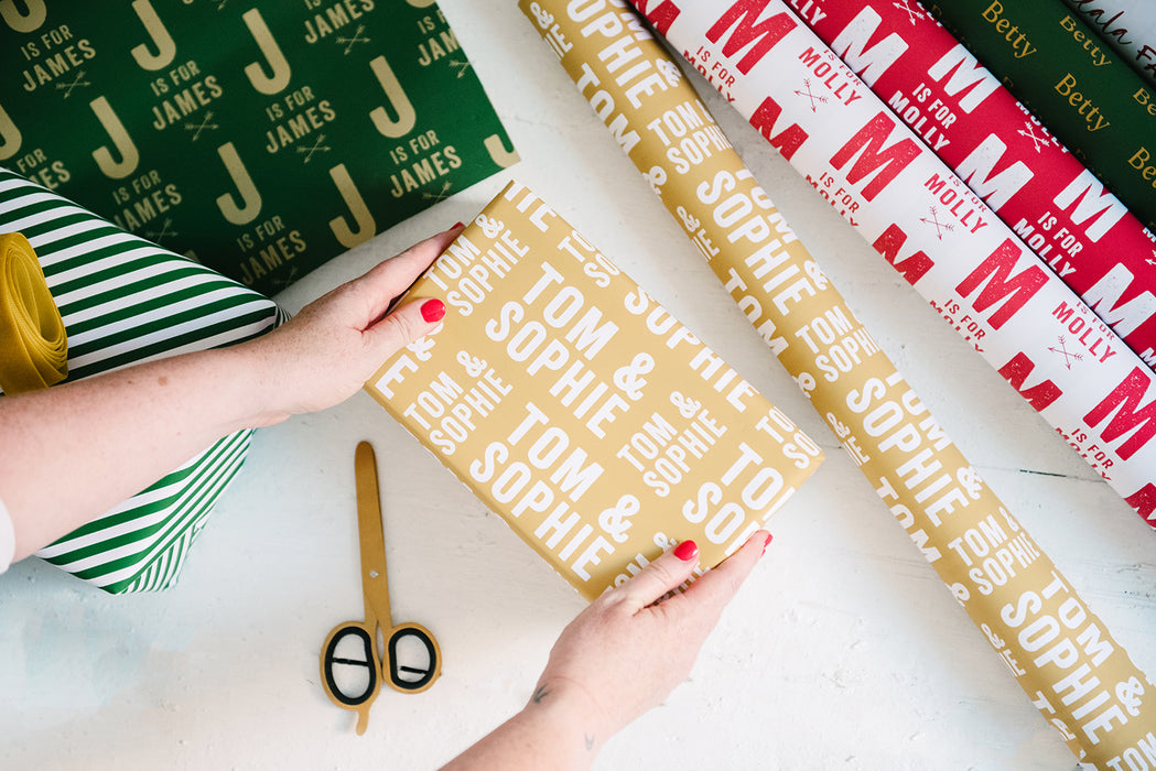 Personalised Letterpress Stamp Wrapping Paper