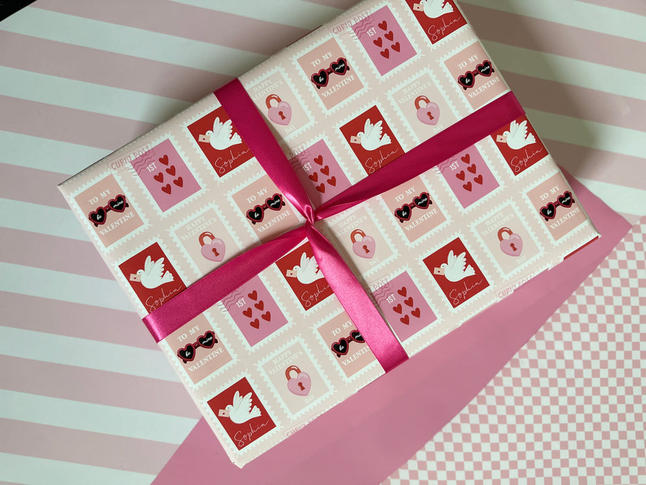 Personalised Valentine's Cupid Mail Wrapping Paper