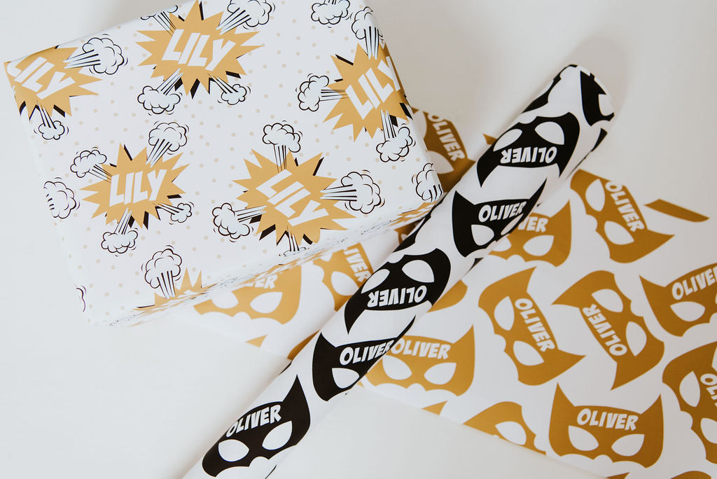 Personalised Super Hero Wrapping Paper