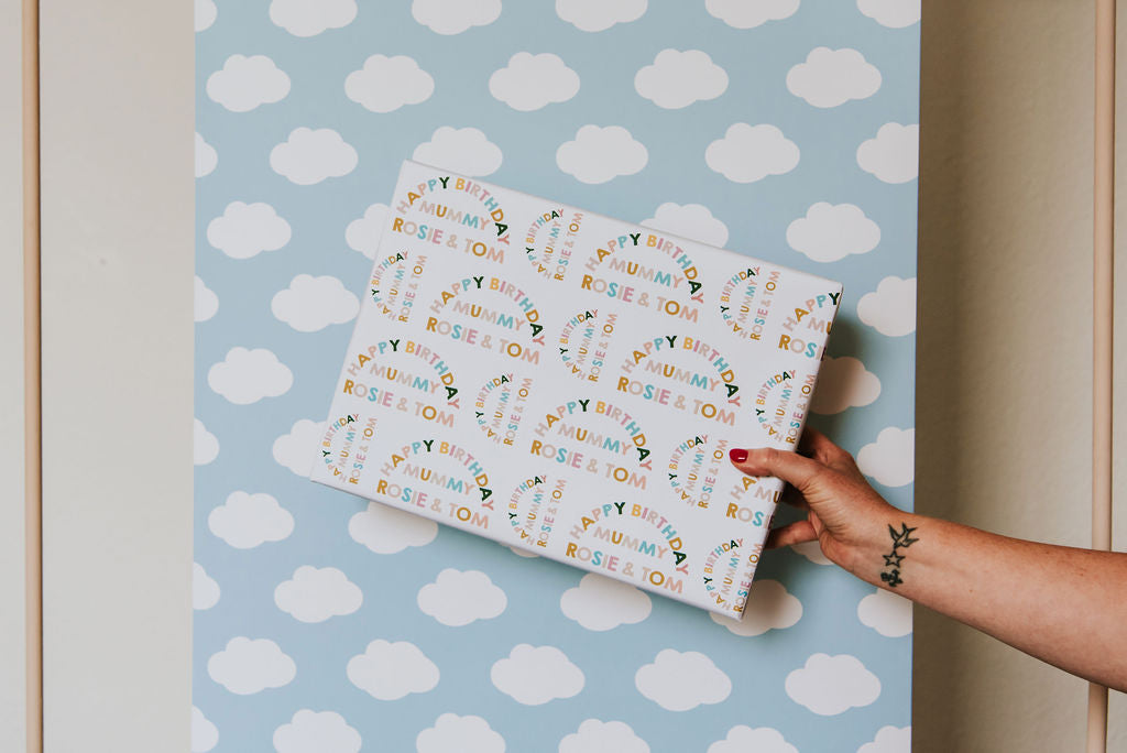 Personalised Rainbow Typographic Wrapping Paper