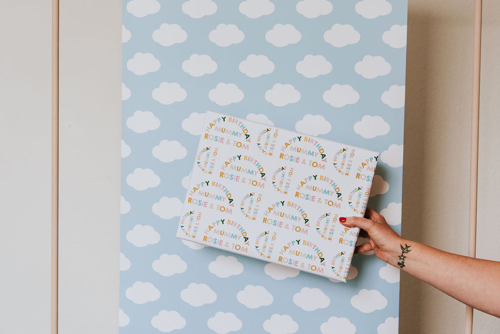 Personalised Rainbow Typographic Wrapping Paper