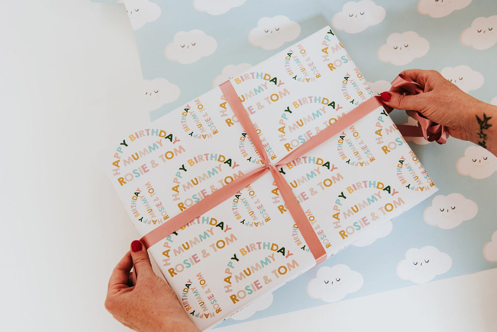 Personalised Rainbow Typographic Wrapping Paper