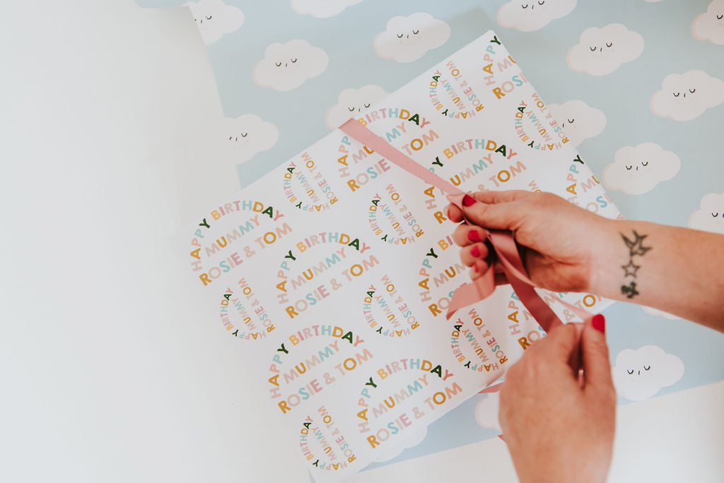 Personalised Rainbow Typographic Wrapping Paper