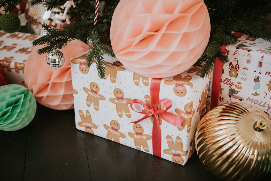 Personalised Christmas Gingerbread Man Wrapping Paper