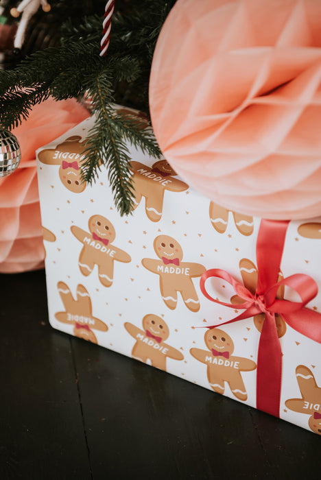 Personalised Christmas Gingerbread Man Wrapping Paper