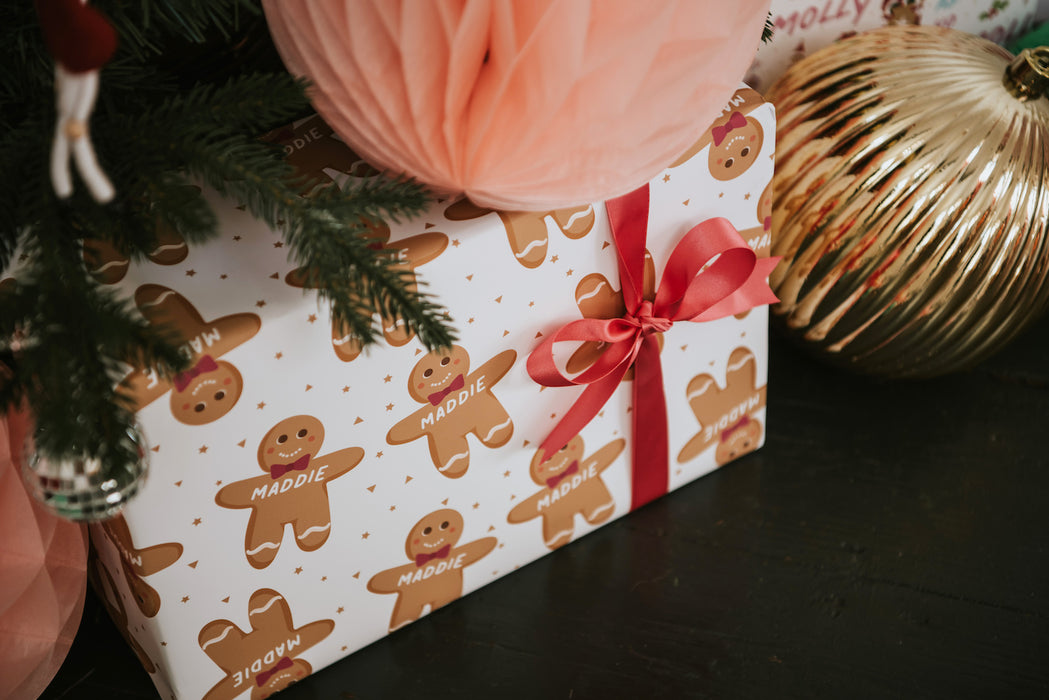 Personalised Christmas Gingerbread Man Wrapping Paper