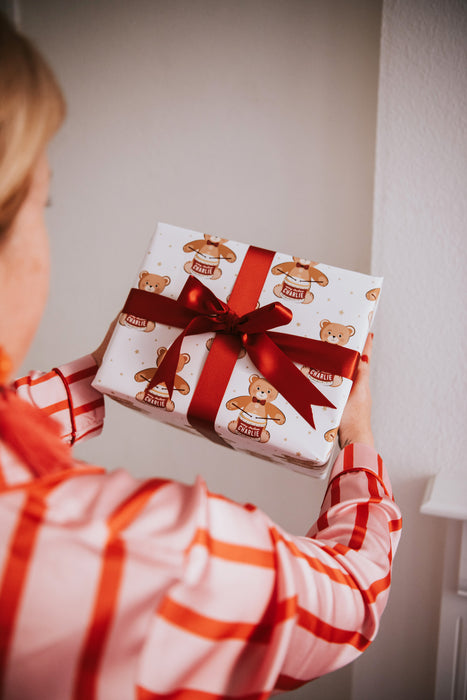 Personalised Christmas Teddy Wrapping Paper
