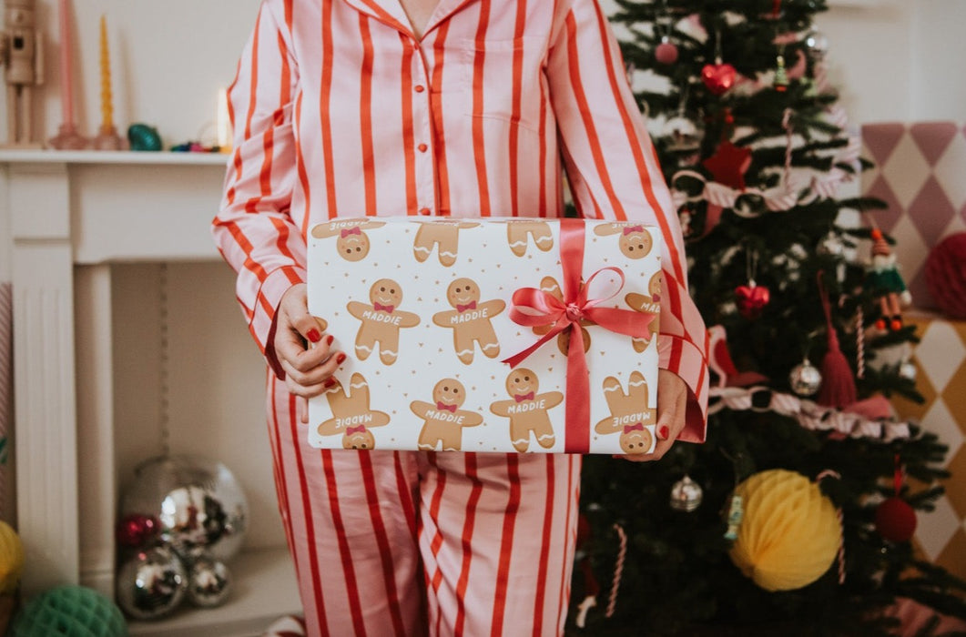 Personalised Christmas Gingerbread Man Wrapping Paper