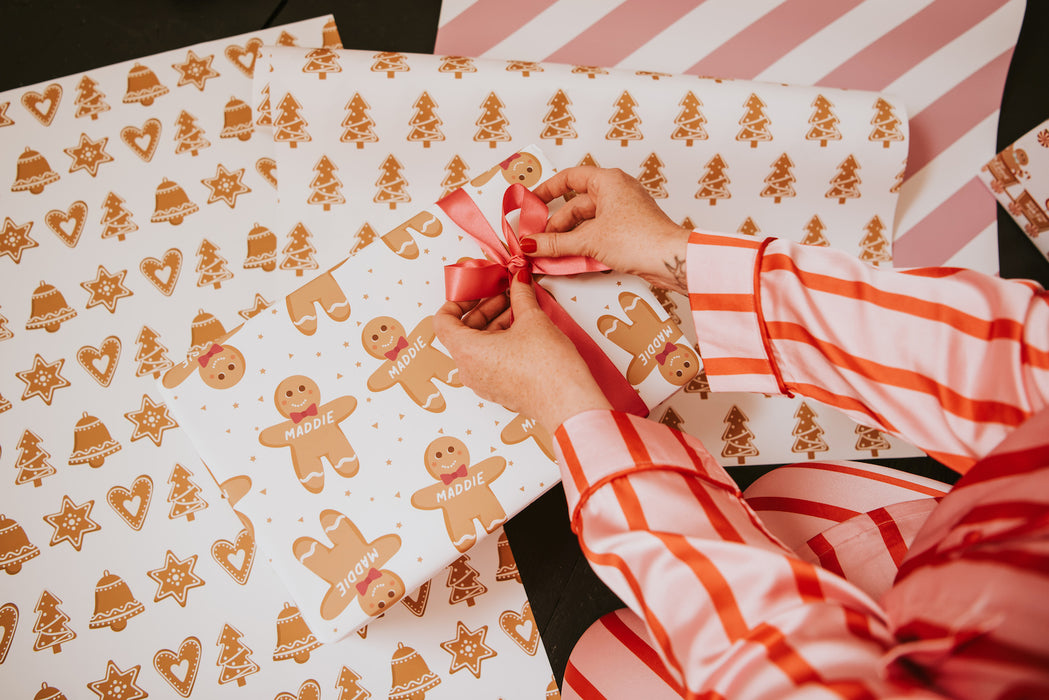 Personalised Christmas Gingerbread Man Wrapping Paper