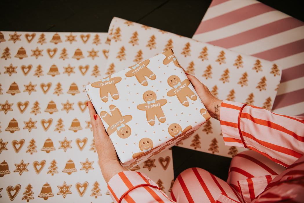 Personalised Christmas Gingerbread Man Wrapping Paper