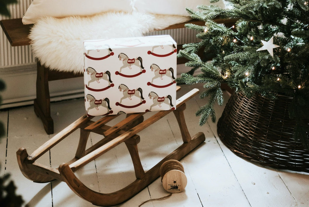Personalised Christmas Rocking Horse Wrapping Paper