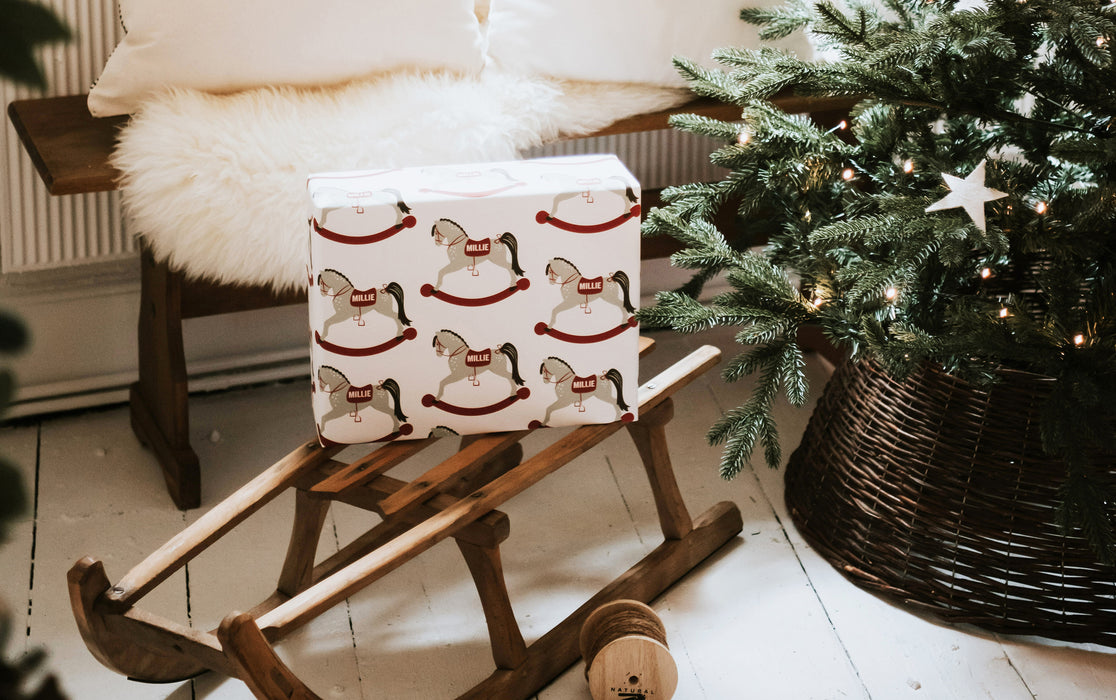 Personalised Christmas Rocking Horse Wrapping Paper