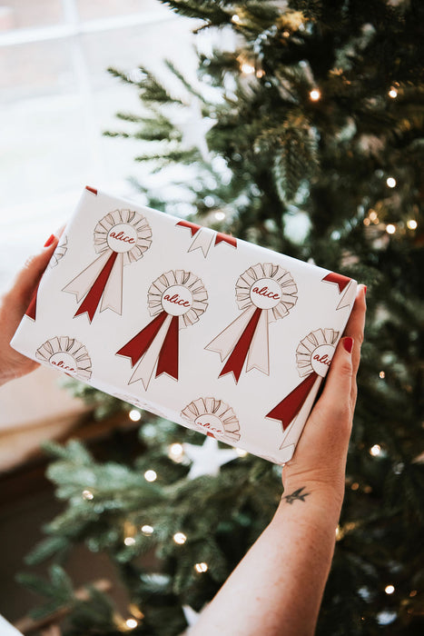 Personalised Christmas Rosette Wrapping Paper