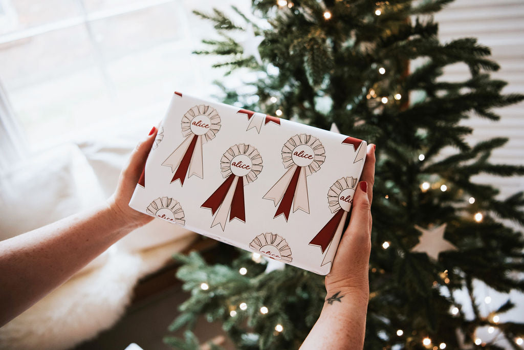 Personalised Christmas Rosette Wrapping Paper